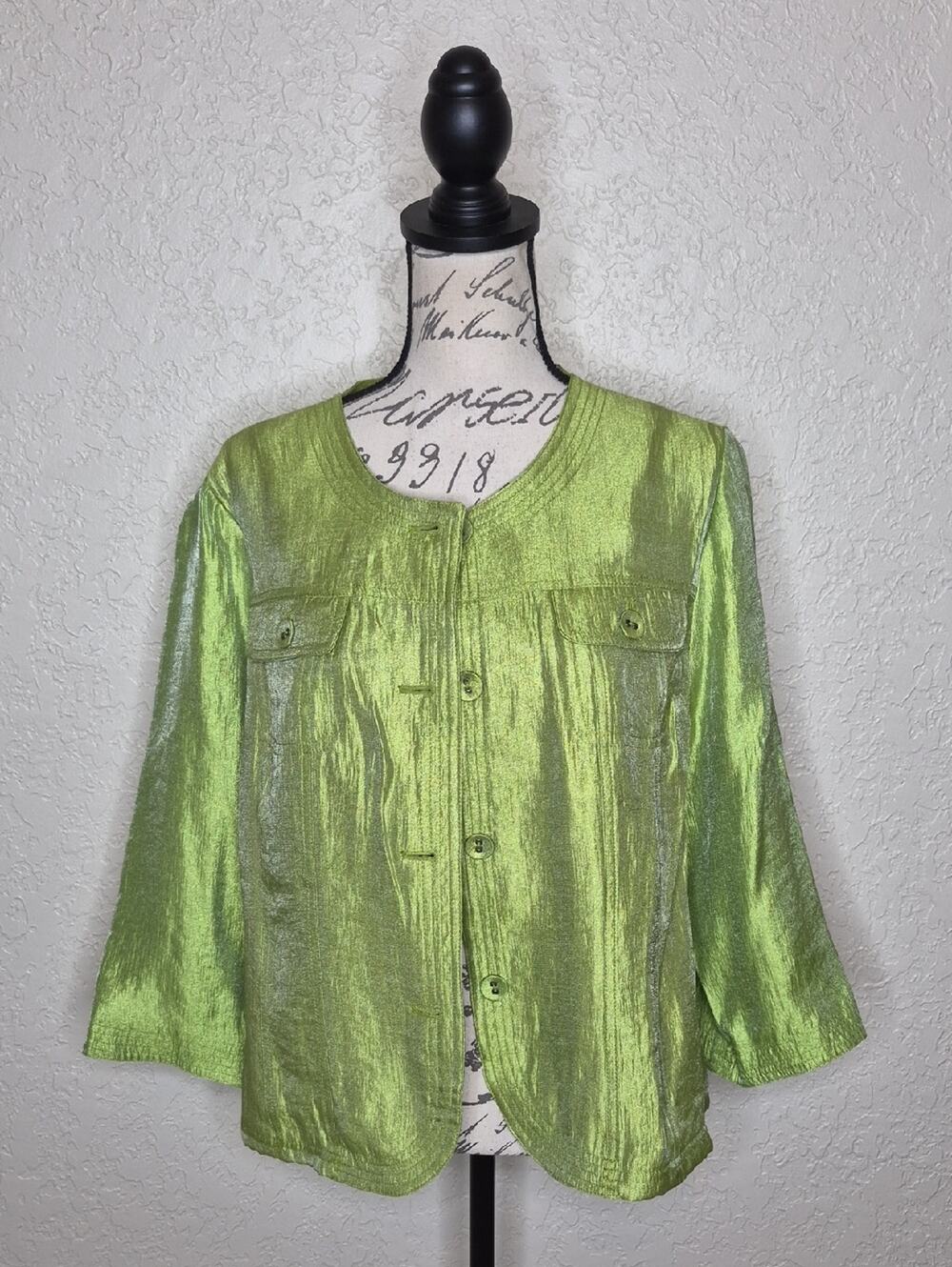 Ruby Rd Button Front Blazer Green